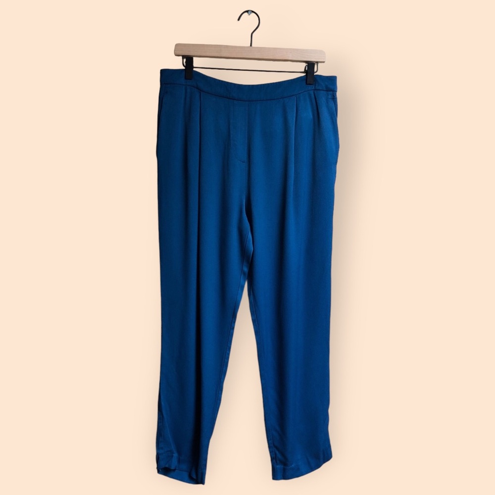 REISS Designer Blue Viscose Pull On Dress Pants Straight Leg Business Women’s 10